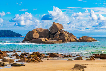 Fototapeta na wymiar Amazing rock formations boulders Ilha Grande Santo Antonio Beach Brazil.
