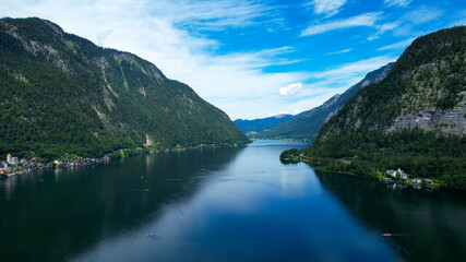 Beautiful Lake Hallstatt in Austria - travel photography by drone