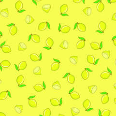 Lemon pattern background. seamless lemon yellow illustration background cute fruit