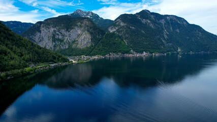 Beautiful Lake Hallstatt in Austria - travel photography by drone