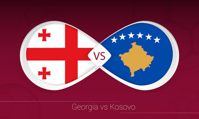 Georgia vs Kosovo in Football Competition, Group B. Versus icon on Football background.