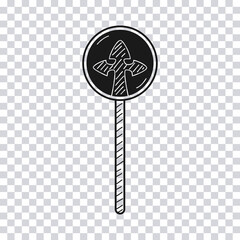 Hand drawn Road Sign isolated on transparent background. Vector illustration.