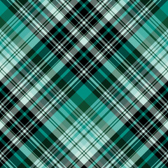 Seamless pattern in cold green and black colors for plaid, fabric, textile, clothes, tablecloth and other things. Vector image. 2