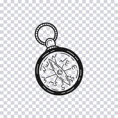 Fototapeta na wymiar Hand drawn Compass isolated on transparent background. Vector illustration.