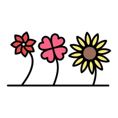 Vector Flowers Filled Outline Icon Design