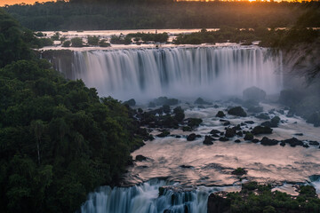 Iguazu falls at sunset