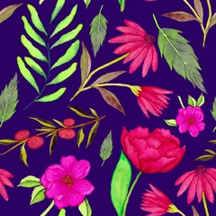 Fototapete Rund Watercolor seamless pattern with flowers. Vintage floral pattern. Flower seamless pattern. Botanical art. Floral botanical collection. Wedding floral set. Watercolor botanical design.  © Natallia Novik