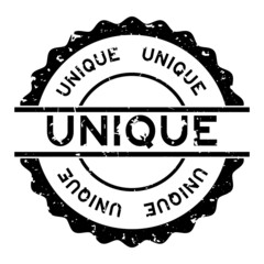 Grunge black unique word round rubber seal stamp on white background