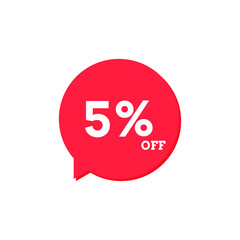 5 Percent Off, Discount Sign, Special offer price signs