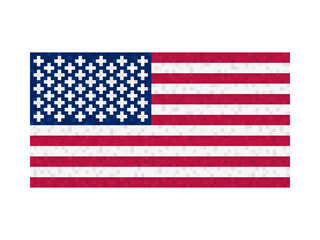 USA flag pixel art. 8-bit United States of America flag sign. Design for a festive banner and poster. Vector illustration