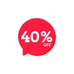 40 Percent Off, Discount Sign, Special offer price signs