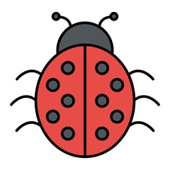 Vector Ladybug Filled Outline Icon Design