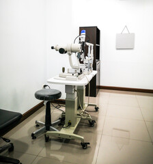 Detailed the eye examination machine in hospital