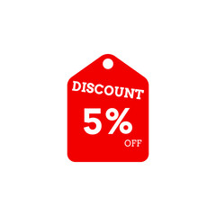 5 Percent Off, Discount Sign, Special offer price signs