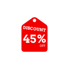 45 Percent Off, Discount Sign, Special offer price signs