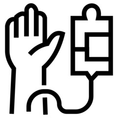 Vector illustration of infused hand icon, line drawing style, black and white
