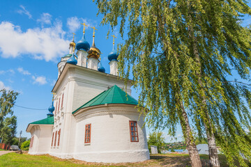 Fototapeta na wymiar The Varvarinskaya Church in Plyos on a sunny day. Ivanovo region, Russia