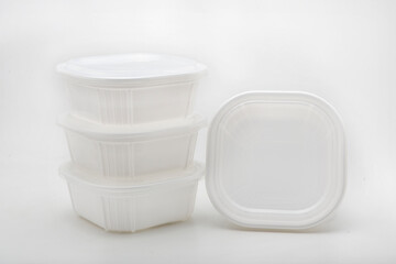 Plastic food container on a white background
