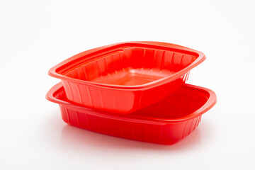 Plastic food container on a white background