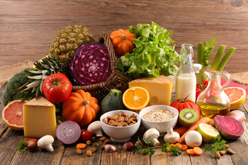 assorted of fruit,  vegetable and dairy product