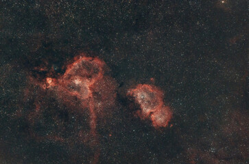 Heart Nebula and Soul Nebula in night sky