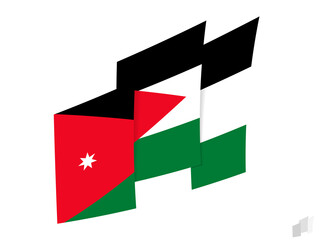 Jordan flag in an abstract ripped design. Modern design of the Jordan flag.
