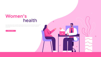 Women health doctor office visit web template