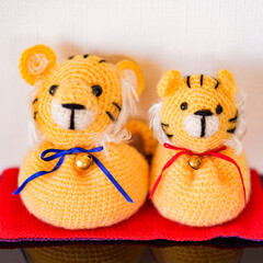 tiger couple pair hand made doll