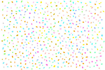 白背景の一面にカラフルな紙吹雪が舞うのイラスト