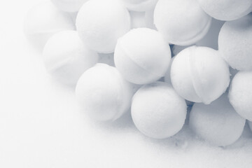 snowballs are ready for battle, close-up view