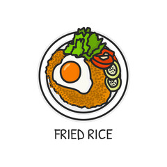 fried rice illustration icon outline color