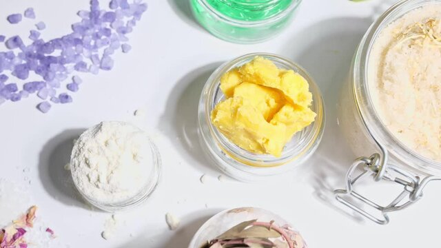 Alternative skin care homemade cosmetic, scrubs, soap, oils, with natural ingredients, products for skin and body health and care treatment