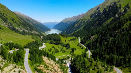 Fototapete Rund Beautiful Kaunertal Valley in the Austrian Alps - famous glacier in Austria - travel photography by drone © 4kclips