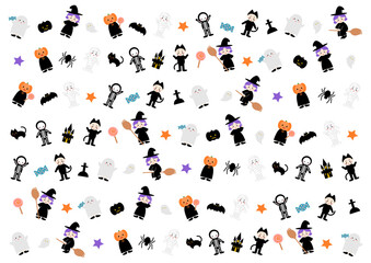 ハロウィン コウモリと黒猫のイラスト 模様 フレーム Wall Mural Osame
