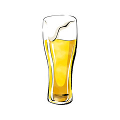 手書きラフスケッチ_グラスビール beer