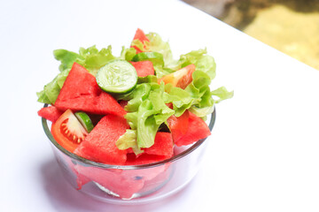 watermelon salad on a white background
