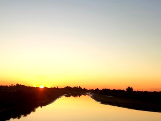 sunset over the river