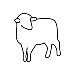 Silhouette of a sheep on white background.