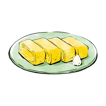 手書きラフスケッチ_だし巻き卵 tamagoyaki