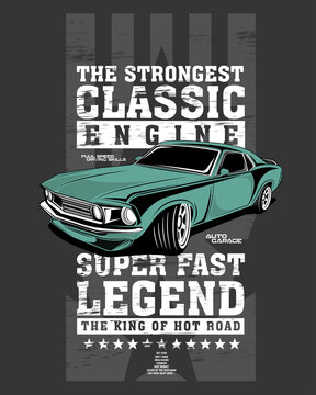 strongest classic engine, vector car illustrations