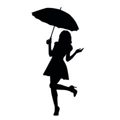 Silhouette Of Woman Using Umbrella