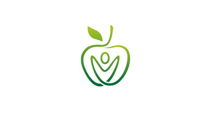 creative green apple fruit human body logo vector design symbol