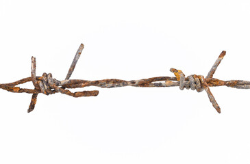 old and rusty barb on white background closeup