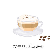 Cartoon coffee latte macchiato.