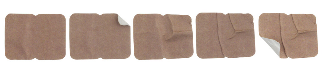 Brown paper stickers or labels isolated on white