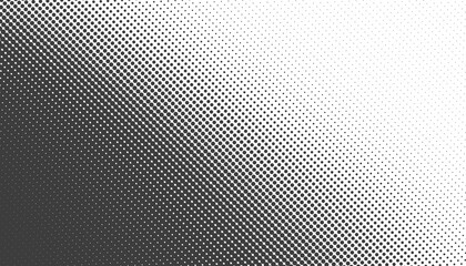Vector halftone dotted background. Black and white gradient texture.