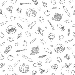 Seamless pattern with veggies.