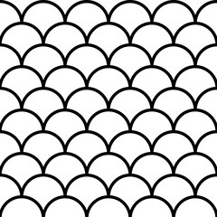 Vector fish scale seamless pattern . Monochrome geometric  texture.  © Vadym