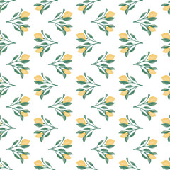 Lemon tree seamless pattern design for print on fabric, wrapping paper, scrapbooking