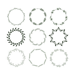 Set of floral circle, floral wreath